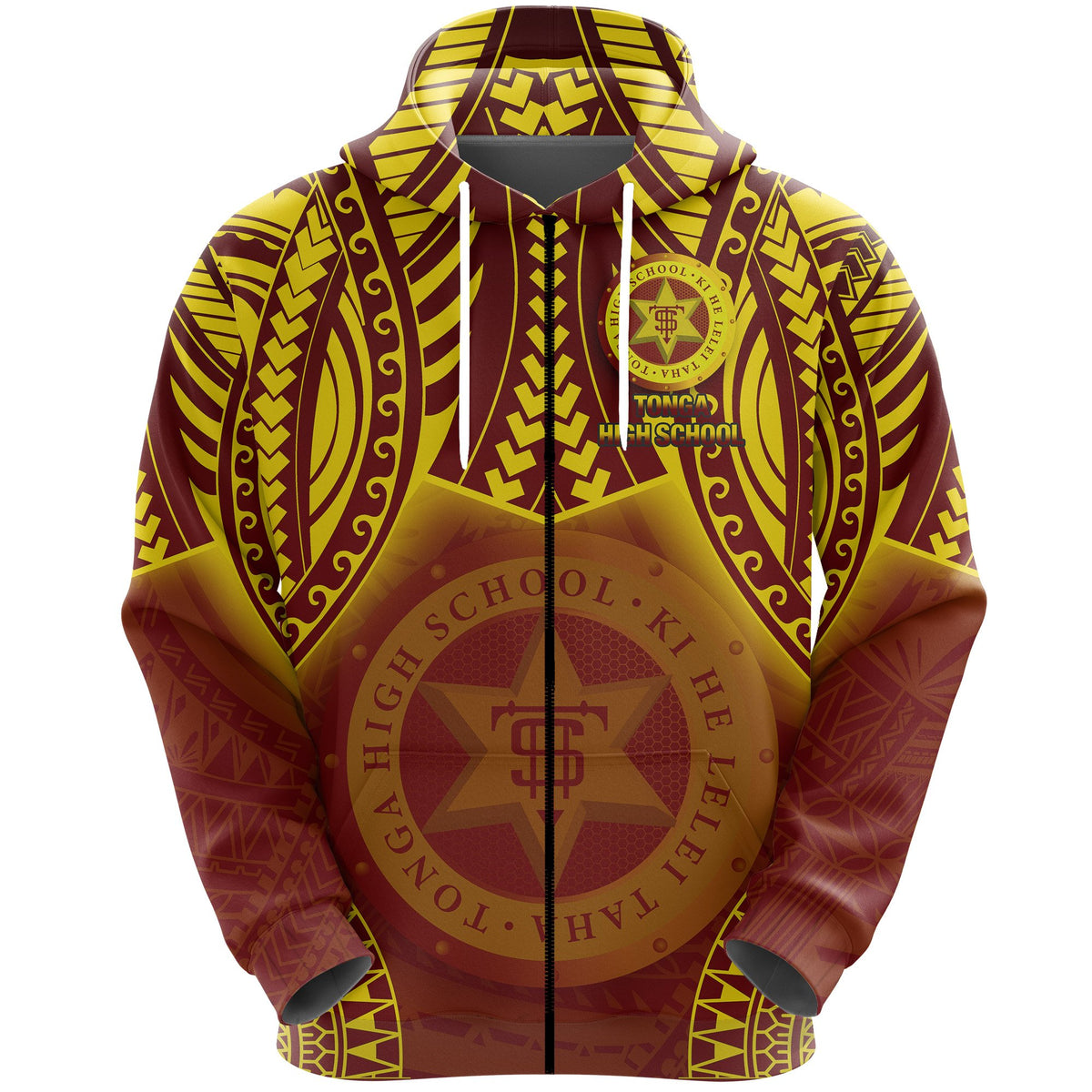 Custom Tonga High School Zip Hoodie Simple Polynesian, Custom Text and Number - Polynesian Pride