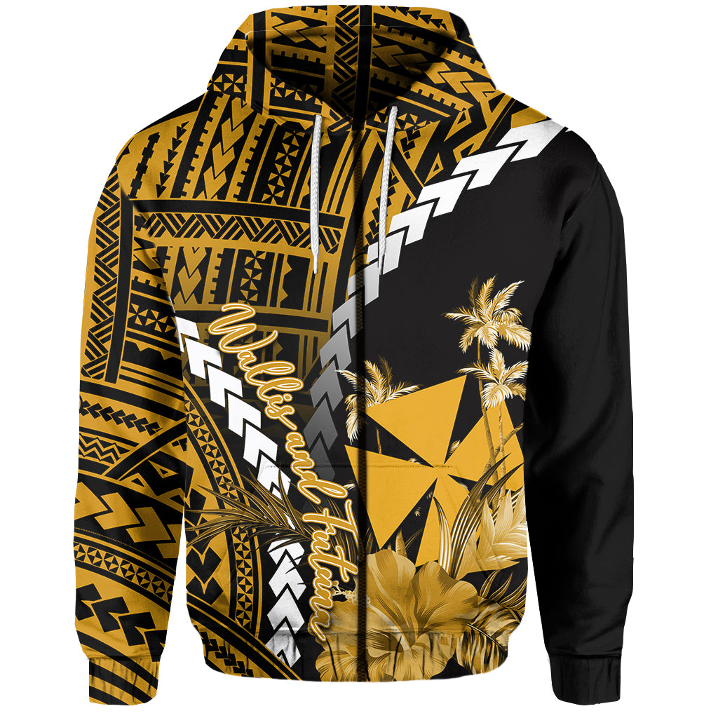 Custom Wallis and Futuna Hoodie Polynesian Style Gold Color LT6 Zip Hoodie Gold - Polynesian Pride