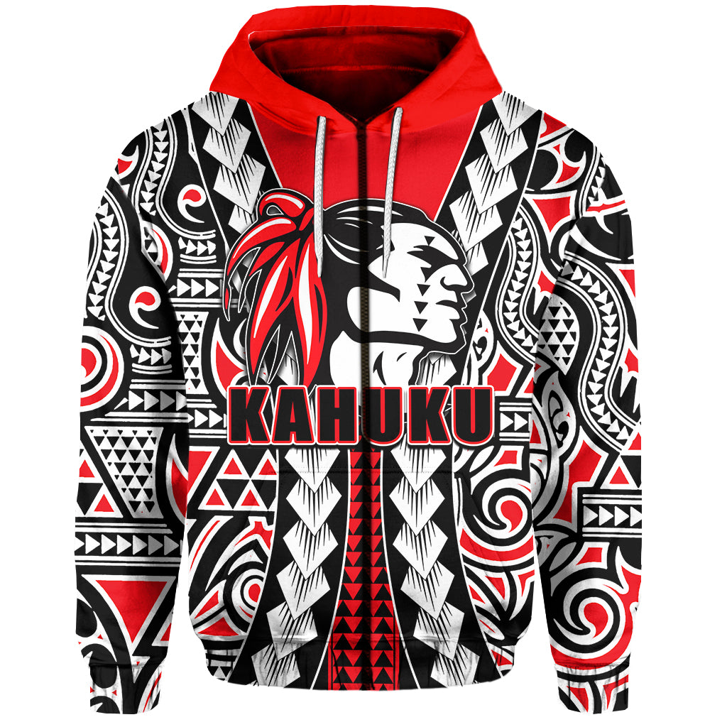 Custom Hawaii Kahuku High & Intermediate School Zip Hoodie No.2 LT6 Zip Hoodie Red - Polynesian Pride