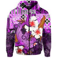 Custom Hammerhead shark Zip Hoodie Hawaii Style Purple LT6 Unisex Purple - Polynesian Pride