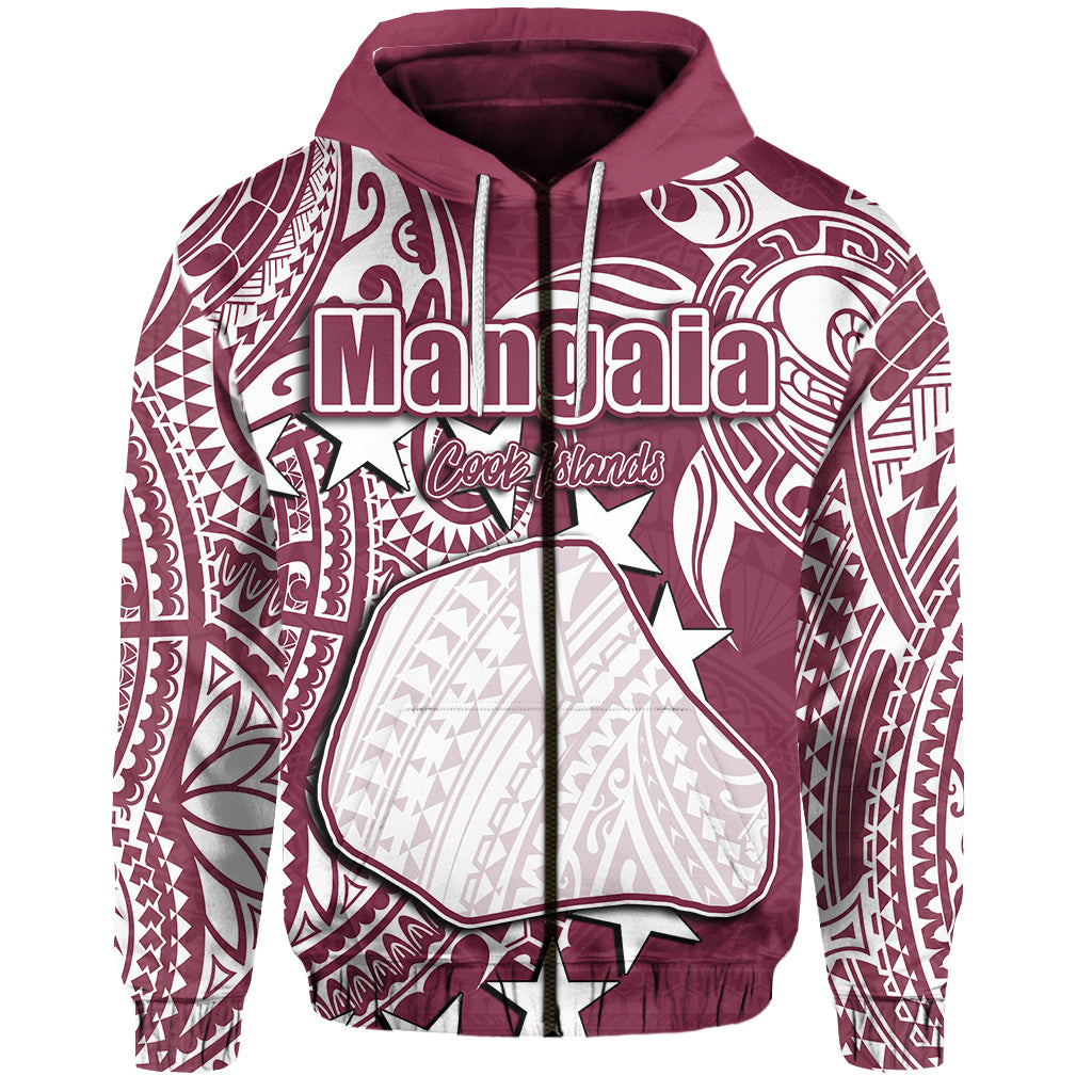 Custom Cook Islands Zip Hoodie Mangaia LT6 Maroon - Polynesian Pride