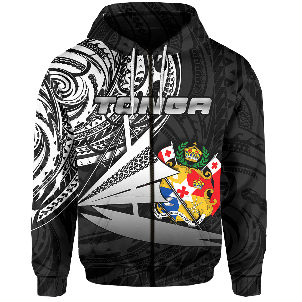 Tonga Zip Hoodie Kalia Polynesian NO.2 LT6 Unisex Black - Polynesian Pride