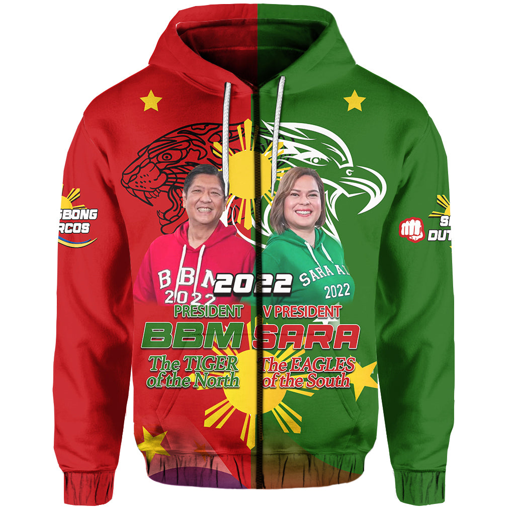 Custom Philippines Hoodie BBM and SARA 2022 LT6 Zip Hoodie Blue - Polynesian Pride