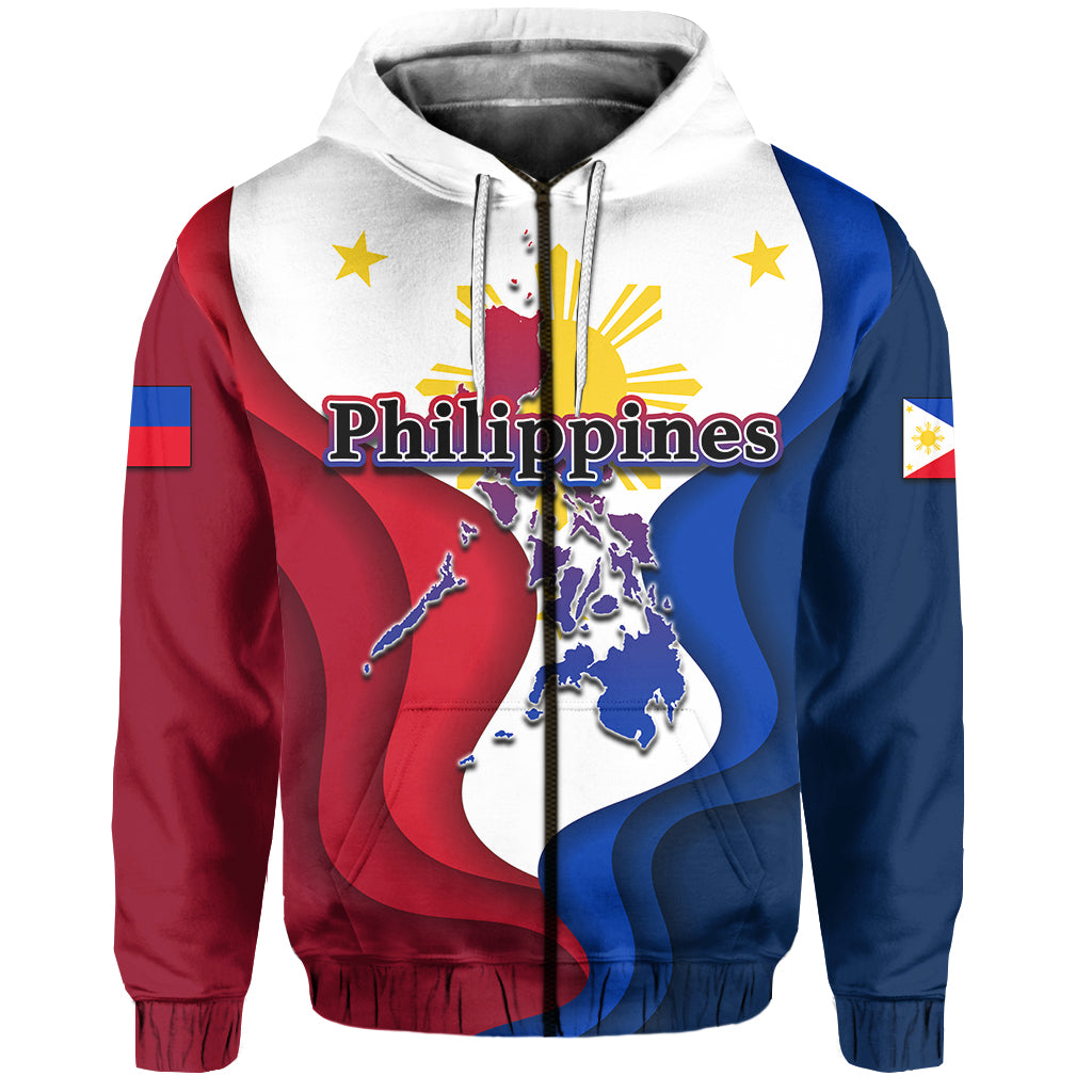 Custom Philippines Zip Hoodie Flag Style LT6 Unisex White - Polynesian Pride