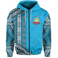 Lavengamalie College Zip Hoodie Tonga Patterns Style LT6 Unisex Blue - Polynesian Pride