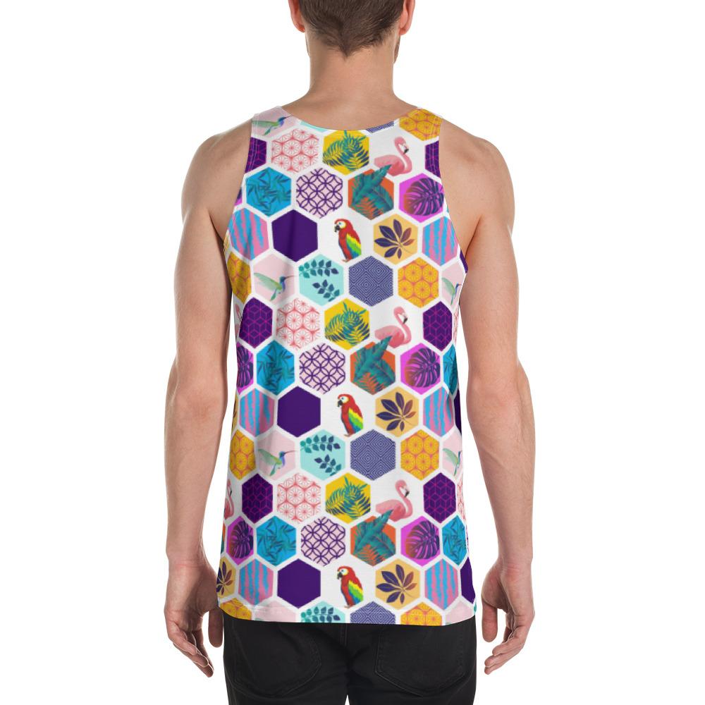 Hawaii Parrot Toucans Hummingbird Flamingo tropical Leaves. - Hawaii Men's Tank Top AH - Polynesian Pride