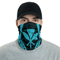 Hawaiian Bandana Map Polynesian Kanaka Anchor Neck Gaitor - AH - Blue One Size Blue - Polynesian Pride
