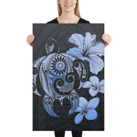 Hibiscus Plumeria Mix Polynesian Turtle Blue Canvas 24x36 Canvas Blue - Polynesian Pride