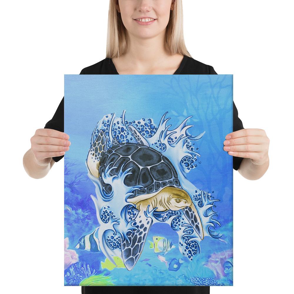 Turtle Cool Canvas 16x20 Canvas White - Polynesian Pride