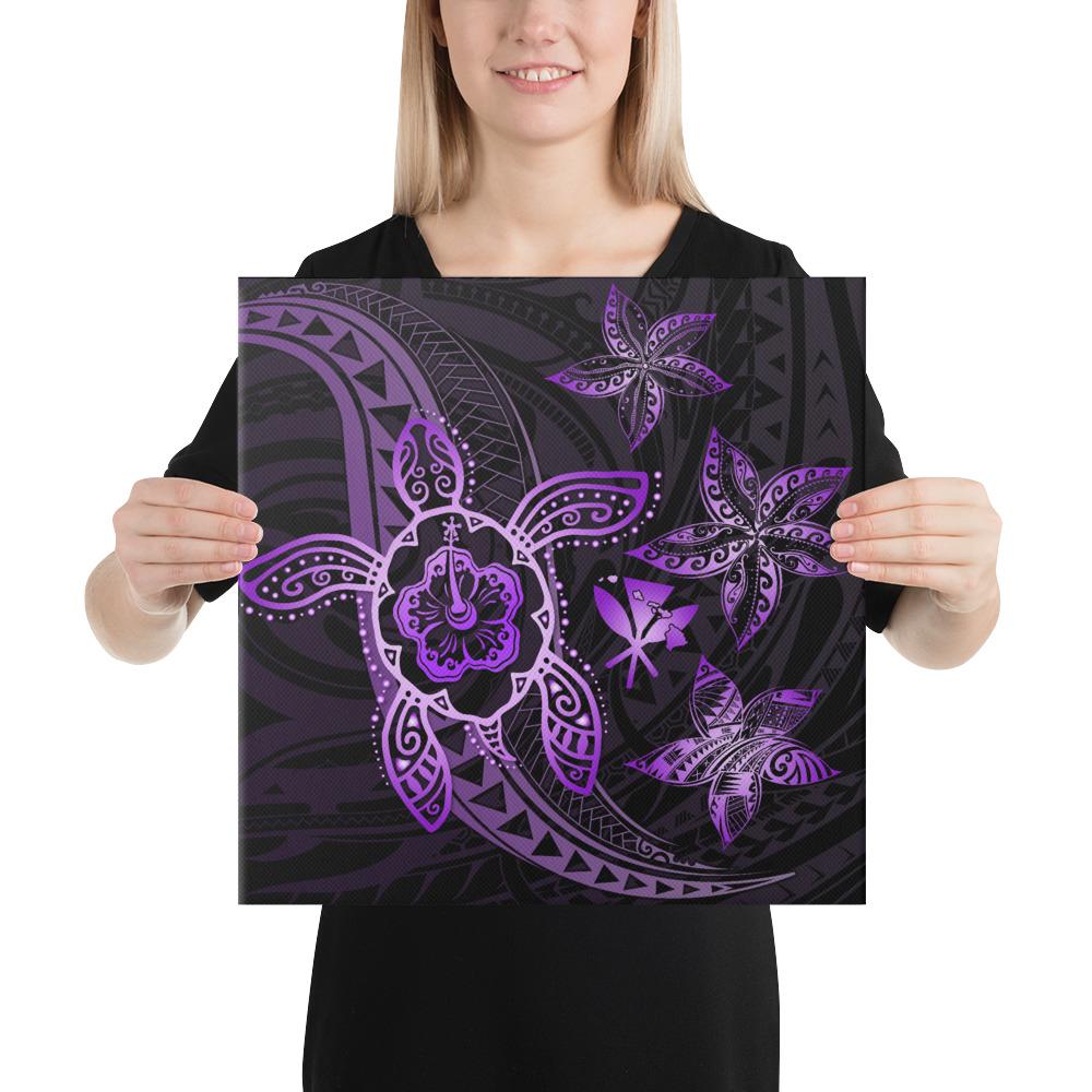 Kanaka Map Hibiscus Plumeria Turtle Art Violet Polynesian Canvas 16x16 Canvas Violet - Polynesian Pride