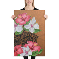 Hibiscus Flower Polynesia Canvas 24x36 Canvas White - Polynesian Pride