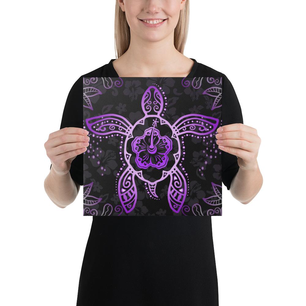 Turtle Hibiscus Violet Canvas 12x12 Canvas Violet - Polynesian Pride