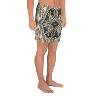 Polynesian Plumeria Mix Gray Men's Athletic Long Shorts - Polynesian Pride