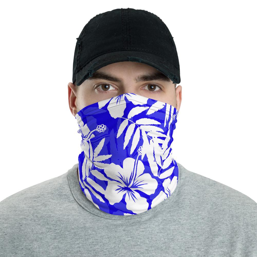 Traditional Hibiscus Blue Unisex Neck Gaiter One Size Art - Polynesian Pride