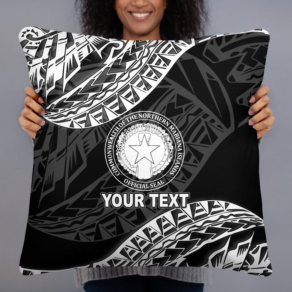 Northern Mariana Islands Custom Personalised Polynesian Pillow - Black Seal Pillow 22×22 Black - Polynesian Pride