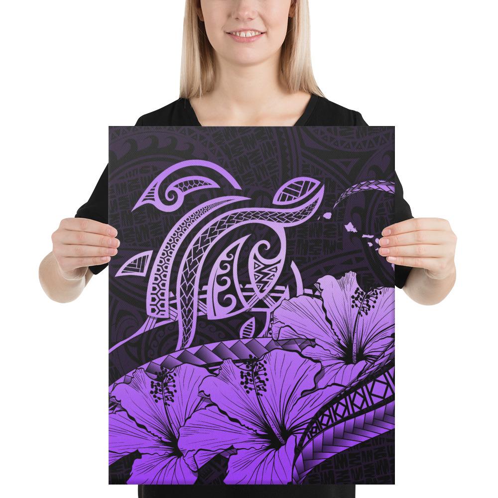 Hawaii Turtle Map Polynesian Violet Canvas 16x20 Canvas Violet - Polynesian Pride