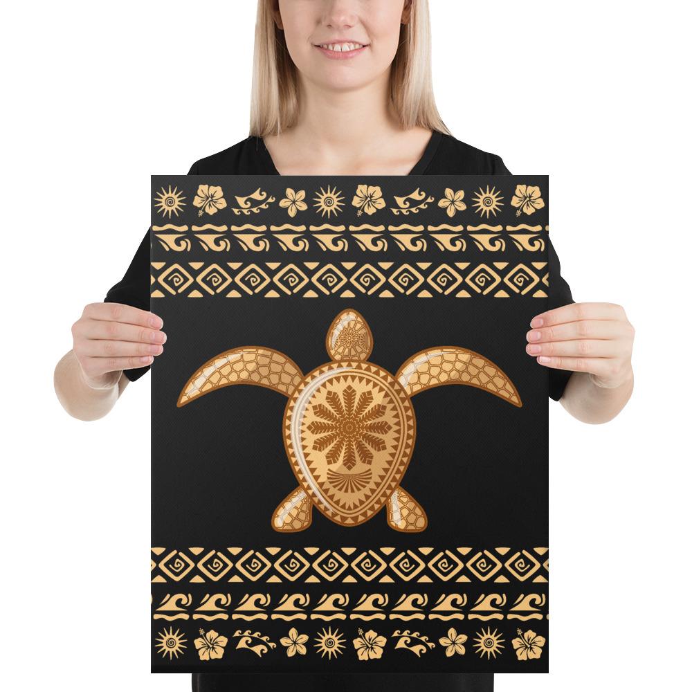 Hawaii Traditional Turtle Pattern Canvas 16x20 Canvas White - Polynesian Pride