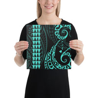 Hawaiian Map Polynesian Canvas Turquoise 12x12 Canvas Turquoise - Polynesian Pride