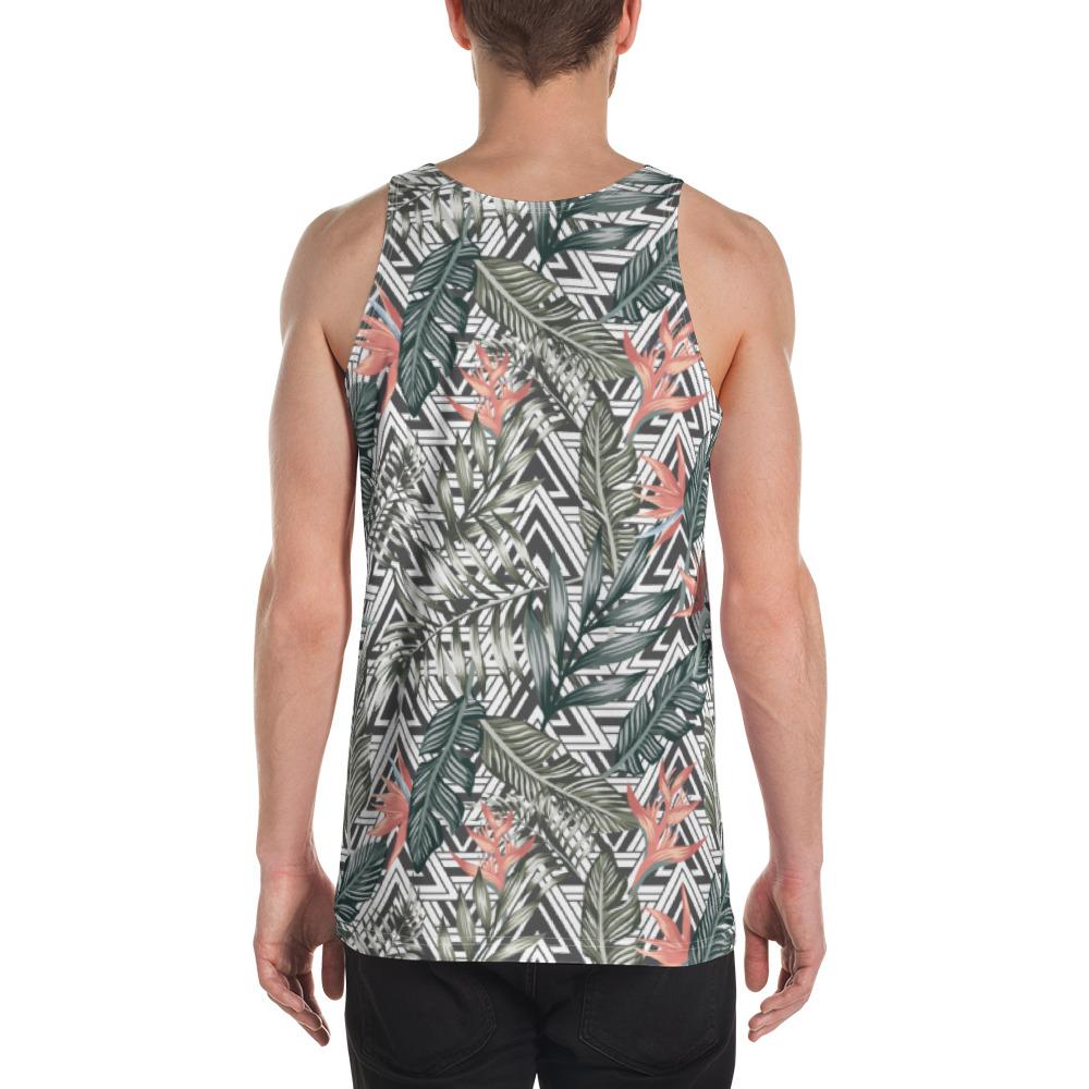 Tropical Palm Leaves And Flowers Hawaii Men's Tank Top AH - Polynesian Pride