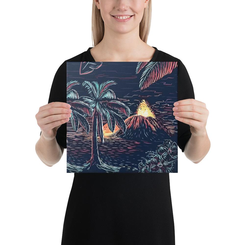 Night On The Land Canvas 12x12 Canvas White - Polynesian Pride