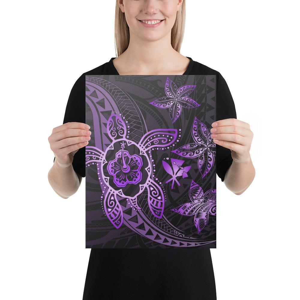 Kanaka Map Hibiscus Plumeria Turtle Art Violet Polynesian Canvas 12x16 Canvas Violet - Polynesian Pride