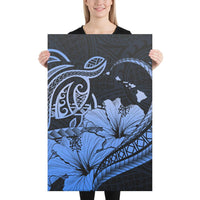 Hawaii Turtle Map Polynesian Blue Canvas 24x36 Canvas Blue - Polynesian Pride