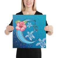 Turtle Moon Dream Canvas 16x16 Canvas White - Polynesian Pride