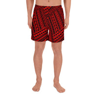 Polynesian Nation Red Men's Athletic Long Shorts Art - Polynesian Pride