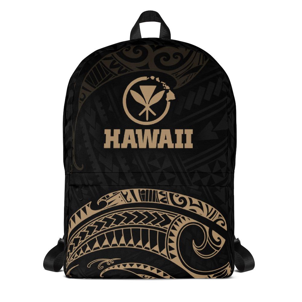 Hawaii Polynesian Backpack - Gold Tribal Wave
