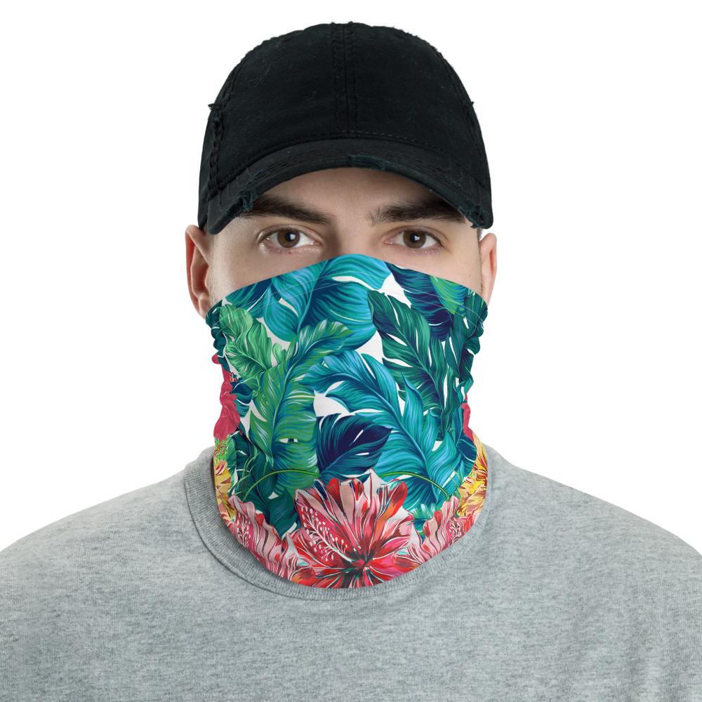 Tropic Hibiscus Hawaiian Bandana Anchor Neck Gaiter - AH - White One Size White - Polynesian Pride