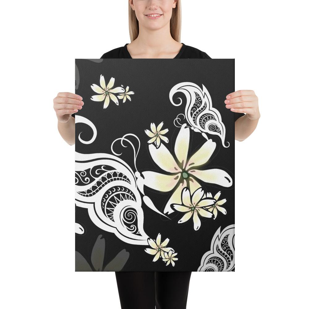Plumeria Butterfly Canvas 18x24 Canvas White - Polynesian Pride