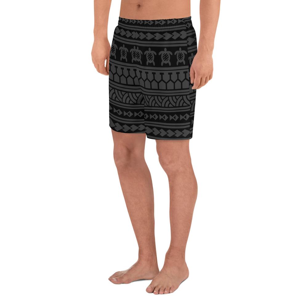 Polynesian Tattoo Tribal Gray Men's Athletic Long Shorts - Polynesian Pride