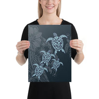 Plumeria Polynesian Deep Sea Hawaii Turtle Canvas 12x16 Canvas White - Polynesian Pride