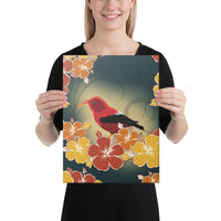 Honeycreeper Hibiscus Canvas 12x16 Canvas White - Polynesian Pride