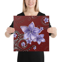 Plumeria Violet Polynesia Red Canvas 16x16 Canvas Red - Polynesian Pride