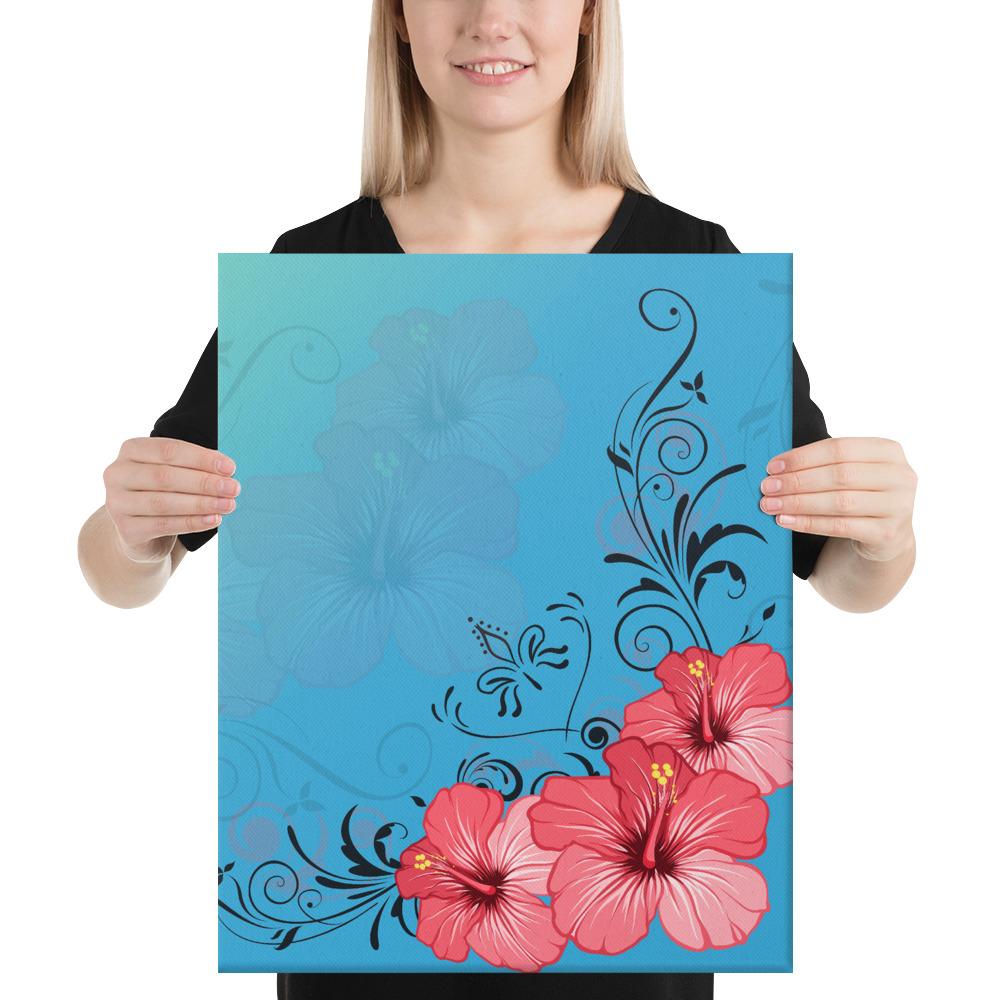 Hibiscus Flower Red Canvas 16x20 Canvas Red - Polynesian Pride
