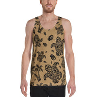 Polynesian Turtle Palm And Sea Pebbles Gold - Hawaii Men's Tank Top Gold - Polynesian Pride