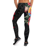 Tahiti Polynesian Leggings - Hibiscus Coat of Arms - Polynesian Pride