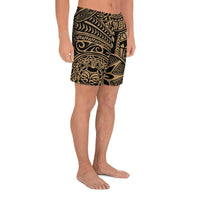 Polynesian Hawaiian Style Tribal Tattoo Gold Men's Athletic Long Shorts - Polynesian Pride