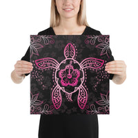 Turtle Hibiscus Pink Canvas 16x16 Canvas Pink - Polynesian Pride