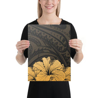 Royal Hibiscus Polynesian Tribal Golden Canvas 12x16 Canvas Gold - Polynesian Pride