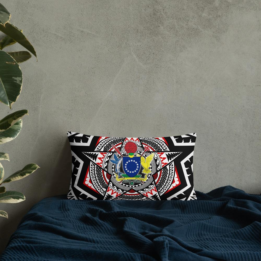 Cook Islands Pillow - Mandala Star Patterns 20×12 Black Pillow - Polynesian Pride