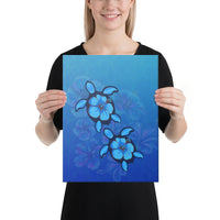 Turtle Hibiscus Ocean Canvas 12x16 Canvas White - Polynesian Pride