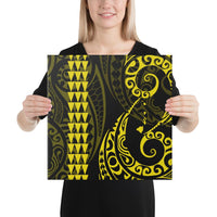 Hawaiian Map Polynesian Canvas Yellow 16x16 Canvas Yellow - Polynesian Pride