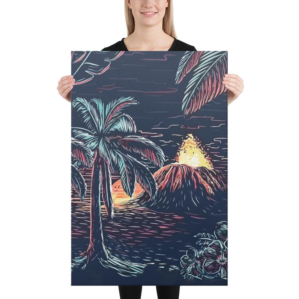 Night On The Land Canvas 24x36 Canvas White - Polynesian Pride