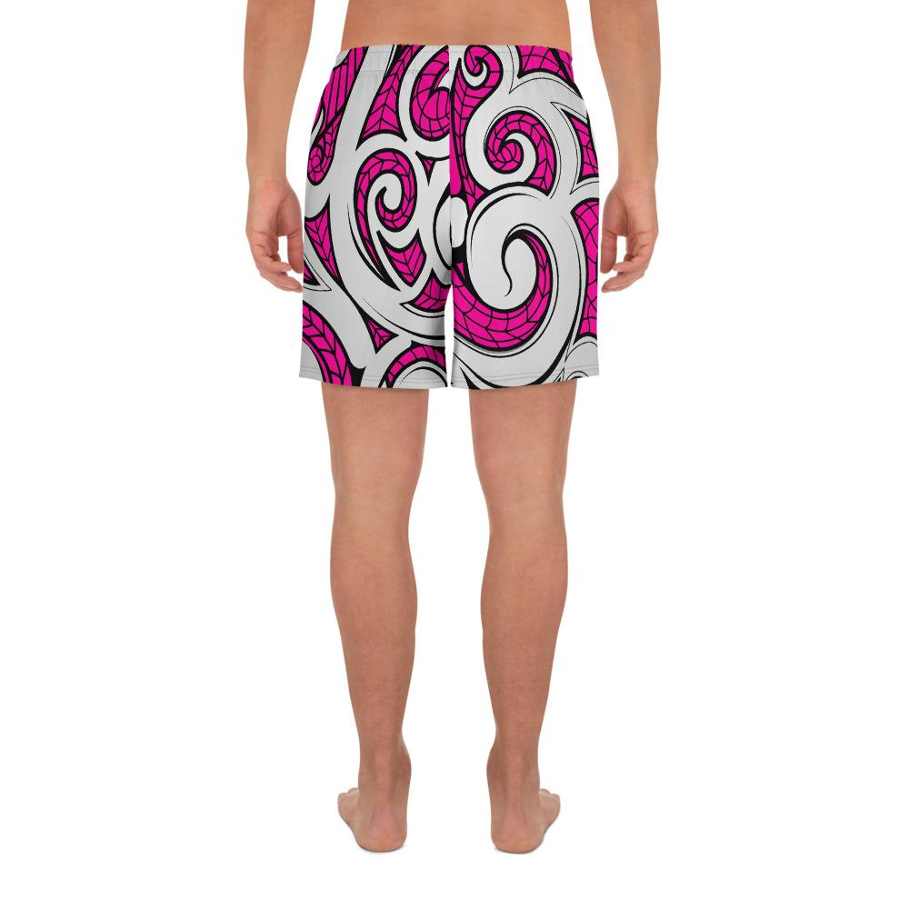 Polynesian Maori Ethnic Ornament Pink Men's Athletic Long Shorts - Polynesian Pride