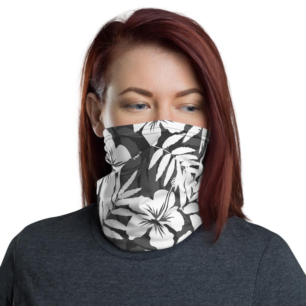 Traditional Hibiscus Gray Unisex Neck Gaiter One Size Art - Polynesian Pride