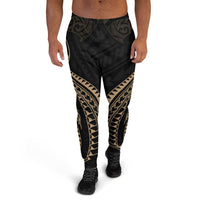 Guam Polynesian Sweatpant - Gold Tribal Wave Unisex Black - Polynesian Pride