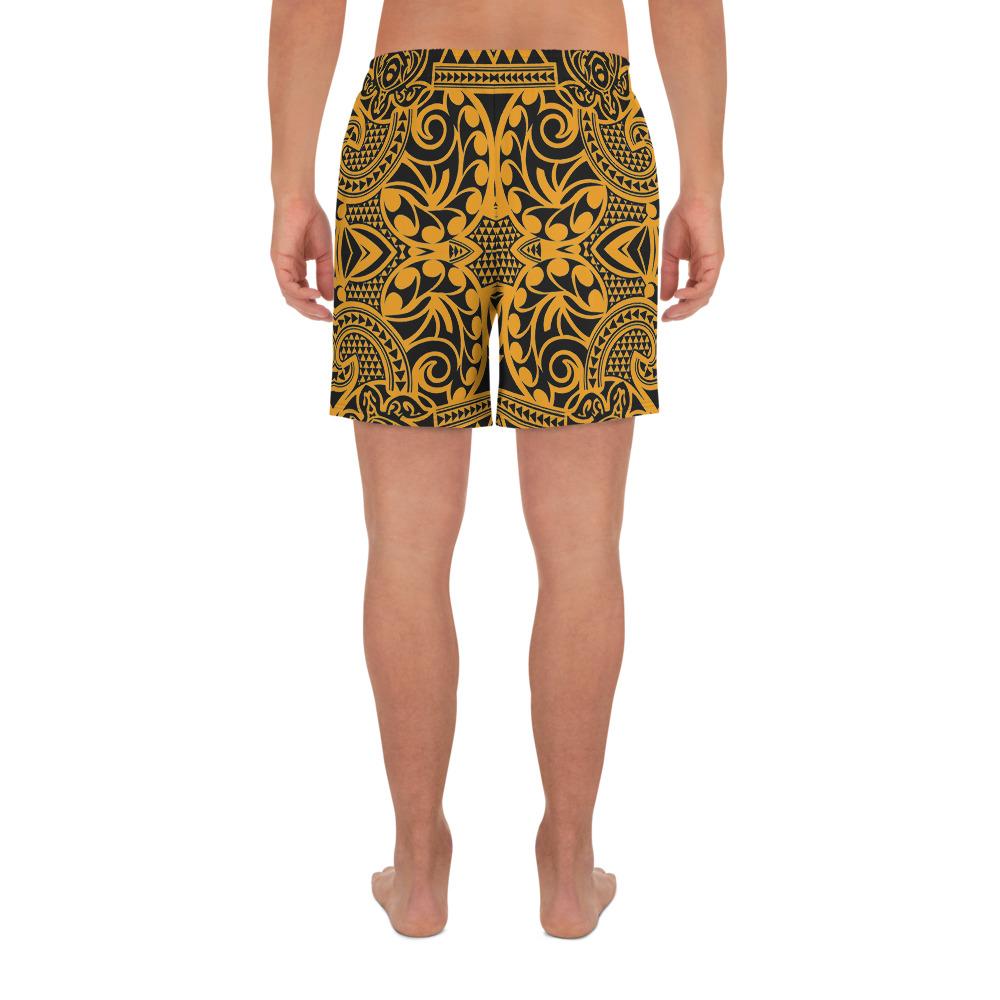 Polynesian Kakau Turtle Old Men's Athletic Long Shorts - Polynesian Pride