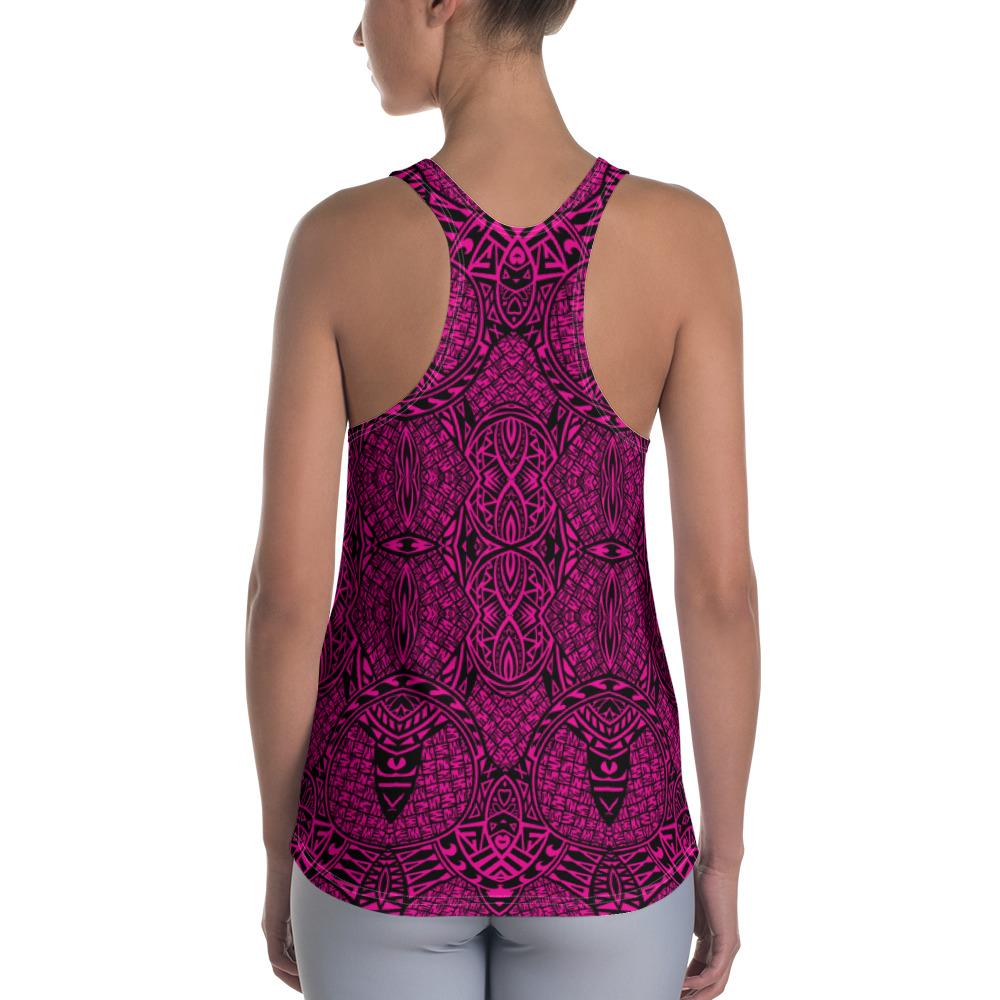 Polynesian Lauhala Mix Pink Hawaii Women's Racerback Tank Top - Polynesian Pride